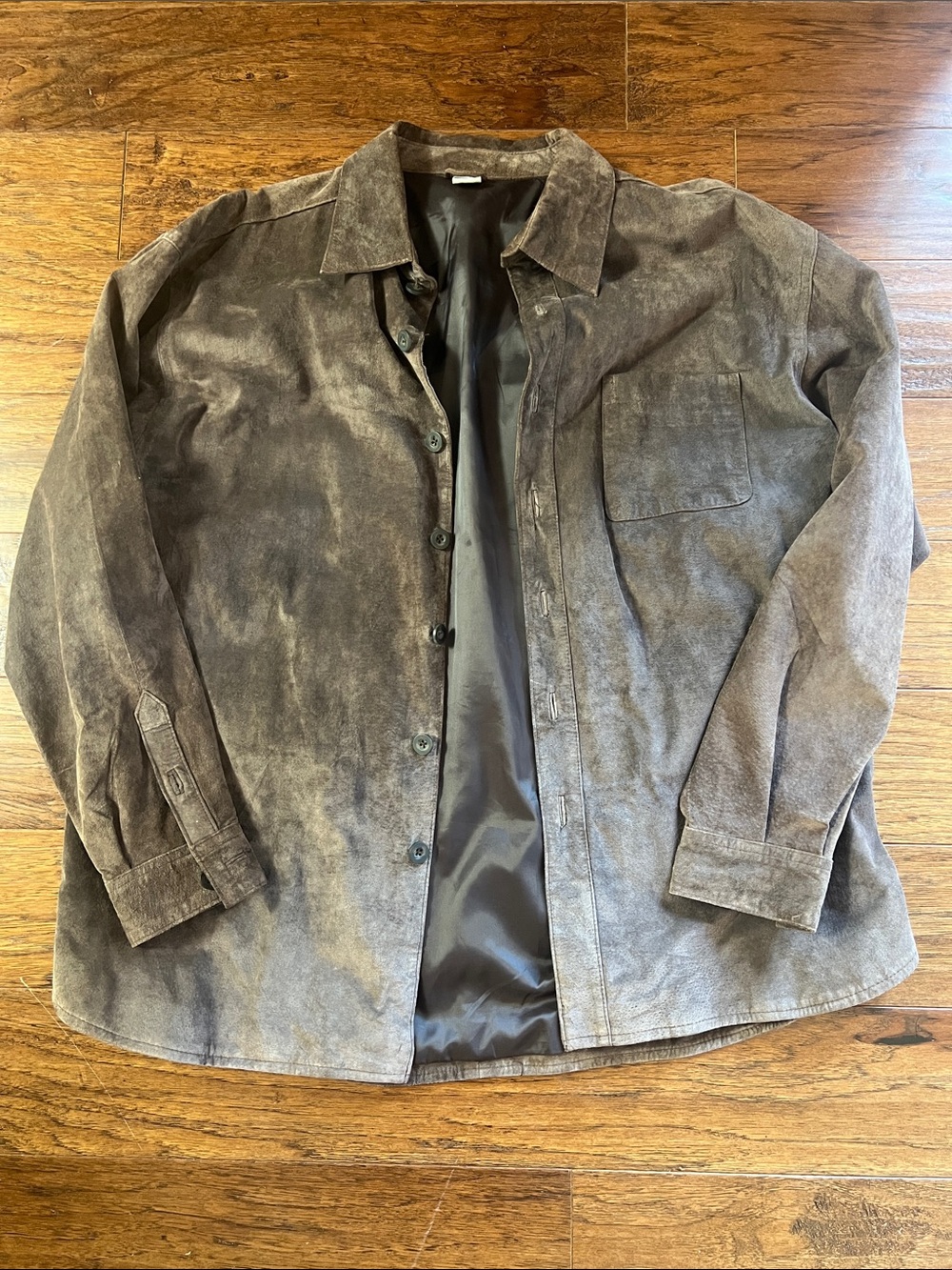 Men's Brown Suede Button-Up Jacket - Classic Casual